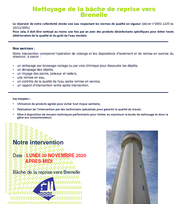Nettoyage annuel des réservoirs et bâches