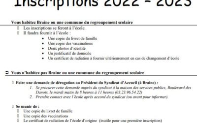 Inscription scolaire 2022-2023