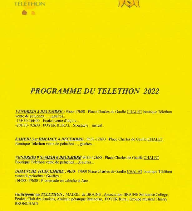 Téléthon – Programme du 2 au 11 décembre 2022