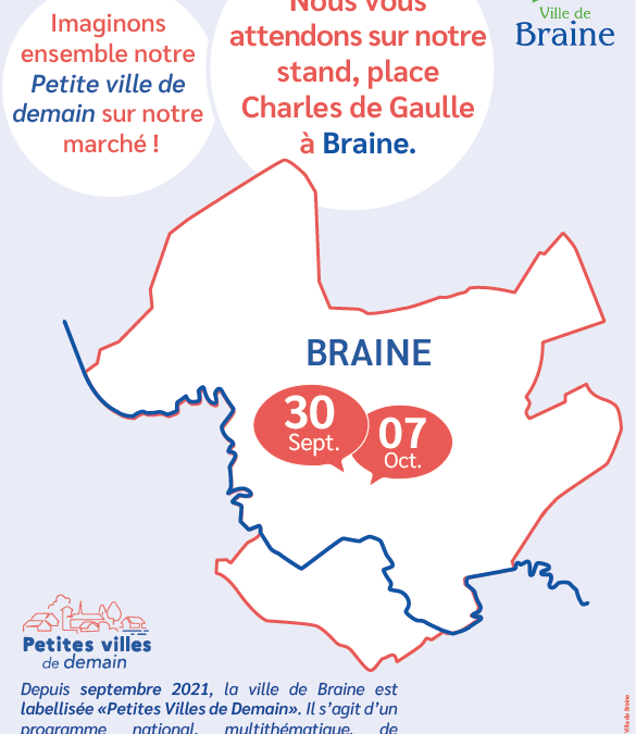 Stand “Petites villes de demain” sur le marché de Braine