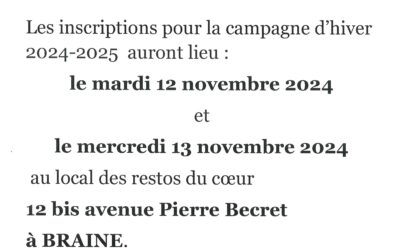 Inscriptions 2024-2025 des Restos du Cœur