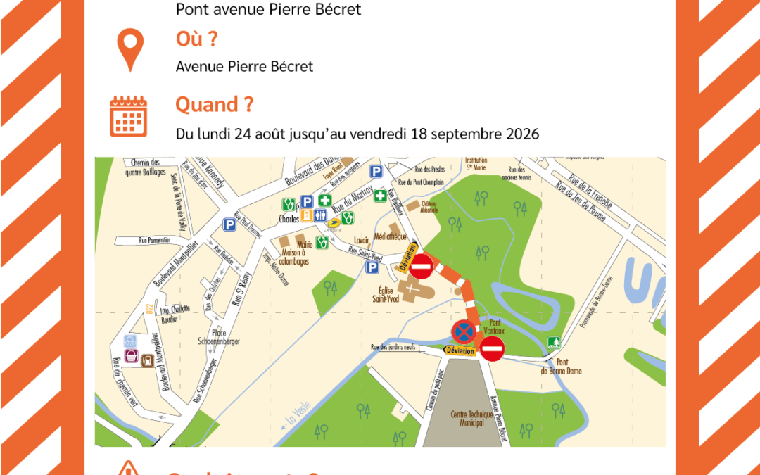 Info travaux Av. Pierre Bécret – Jusqu’au 18 sept. 2026